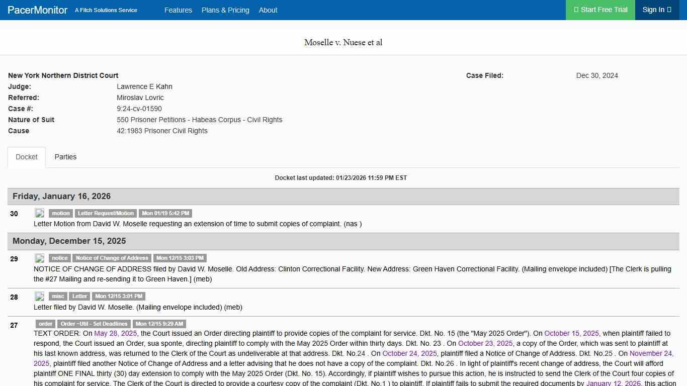 Moselle v. Nuese et al (9:24-cv-01590), New York Northern District Court