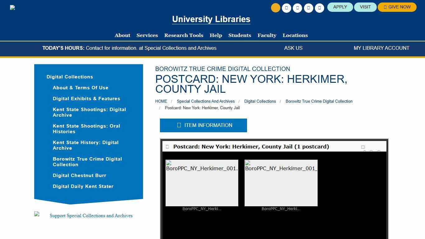 Postcard: New York: Herkimer, County Jail · Kent State University Libraries. Special Collections and Archives